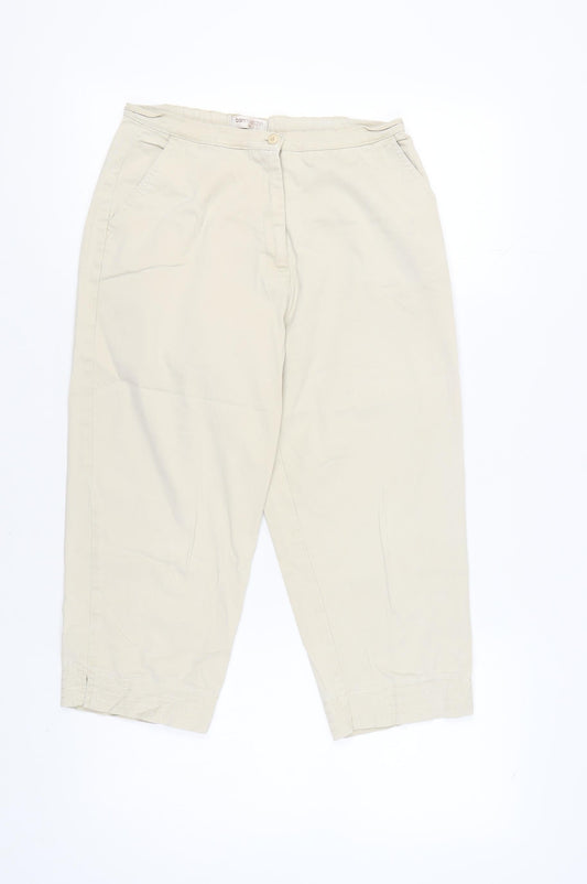 Bonmarché Women Beige Trousers Size 12 Cotton Casual