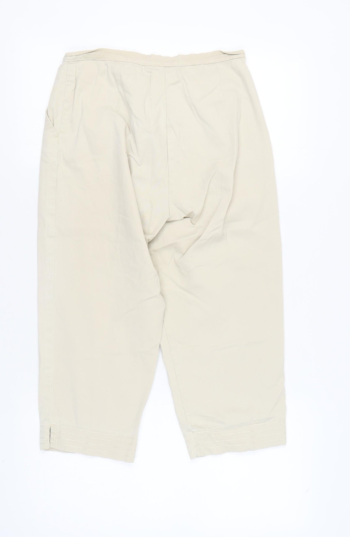 Bonmarché Women Beige Trousers Size 12 Cotton Casual