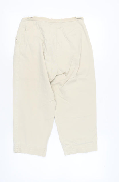 Bonmarché Women Beige Trousers Size 12 Cotton Casual
