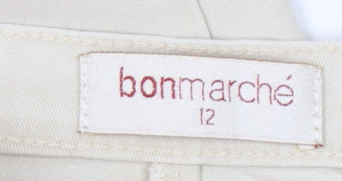 Bonmarché Women Beige Trousers Size 12 Cotton Casual