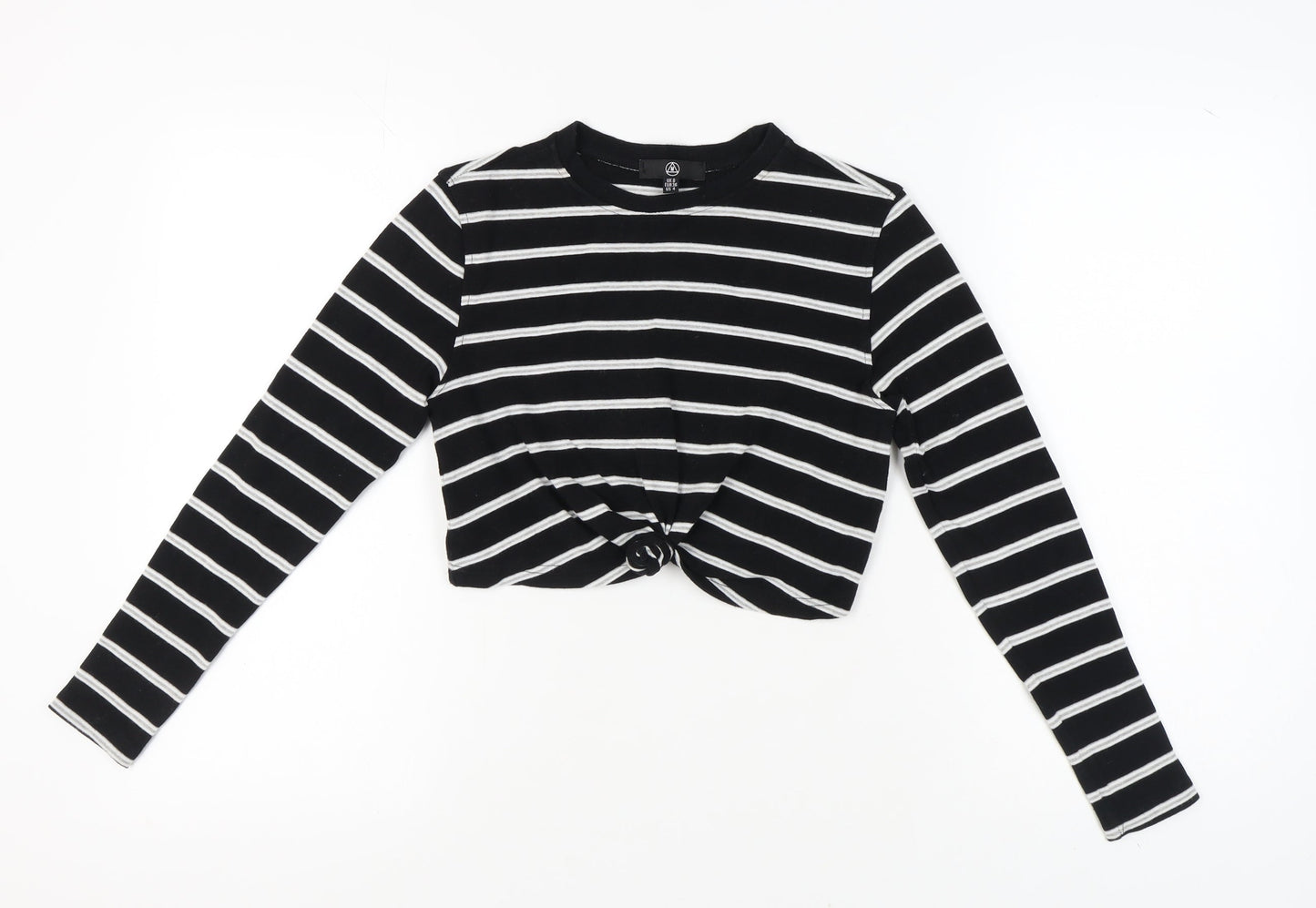 Womens UK Size 8 Missguided Black Cropped T-Shirt