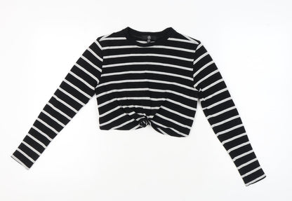 Womens UK Size 8 Missguided Black Cropped T-Shirt