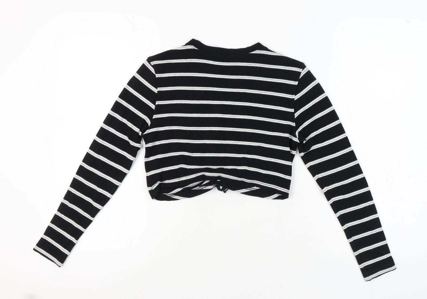 Womens UK Size 8 Missguided Black Cropped T-Shirt