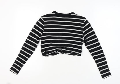 Womens UK Size 8 Missguided Black Cropped T-Shirt