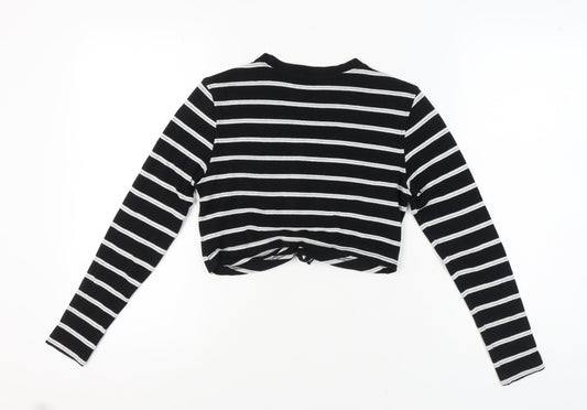 Womens UK Size 8 Missguided Black Cropped T-Shirt