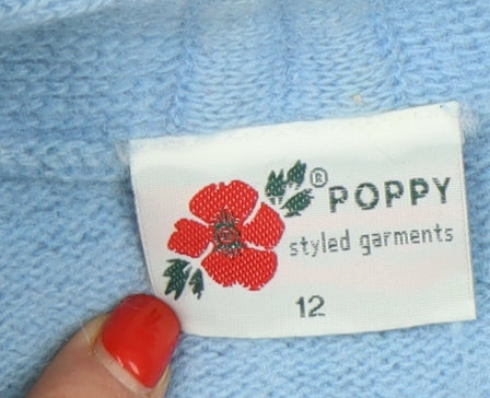 Womens UK Size 12 Poppy Blue Pullover Jumper