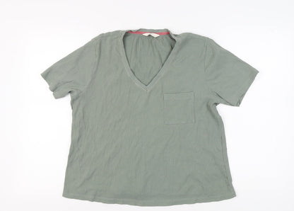 Marks and Spencer Women's Green V-Neck T-Shirt Size 14