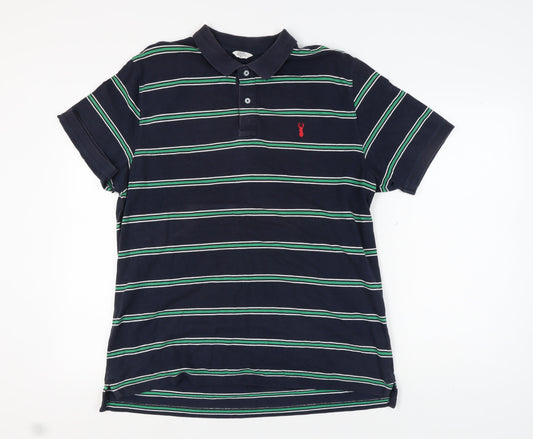 Next Men's Blue Striped Polo - XL, Cotton
