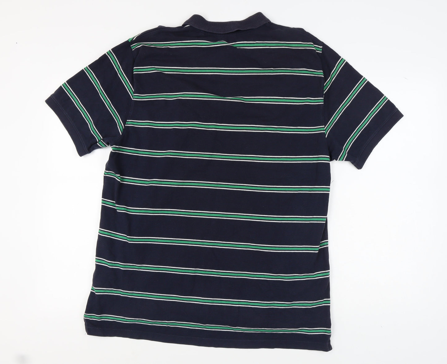 Next Men's Blue Striped Polo - XL, Cotton