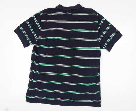 Next Men's Blue Striped Polo - XL, Cotton