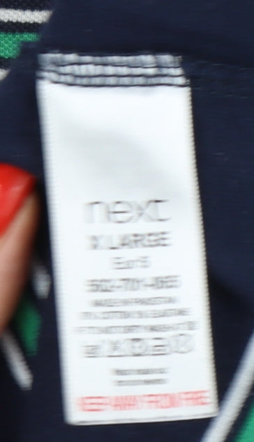 Next Men's Blue Striped Polo - XL, Cotton