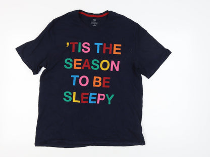Marks and Spencer Men's Blue Cotton Funny T-Shirt M