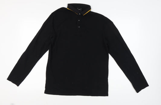 River Island Men's Black Long Sleeve Polo L