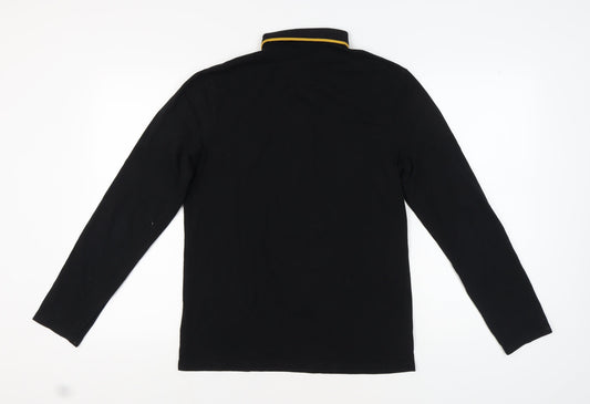 River Island Men's Black Long Sleeve Polo L
