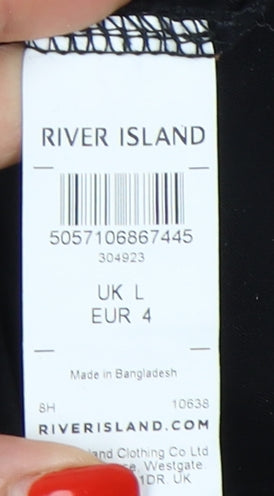 River Island Men's Black Long Sleeve Polo L