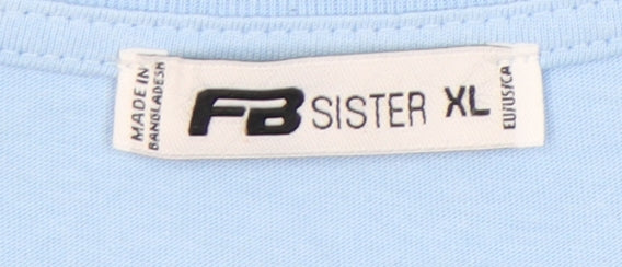 Womens UK Size XL FB Sister Blue Basic T-Shirt