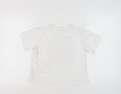 H&M Girls White Adventure Graphic T-Shirt 8-10 Years