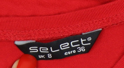 Womens UK Size 8 Select Red Basic T-Shirt