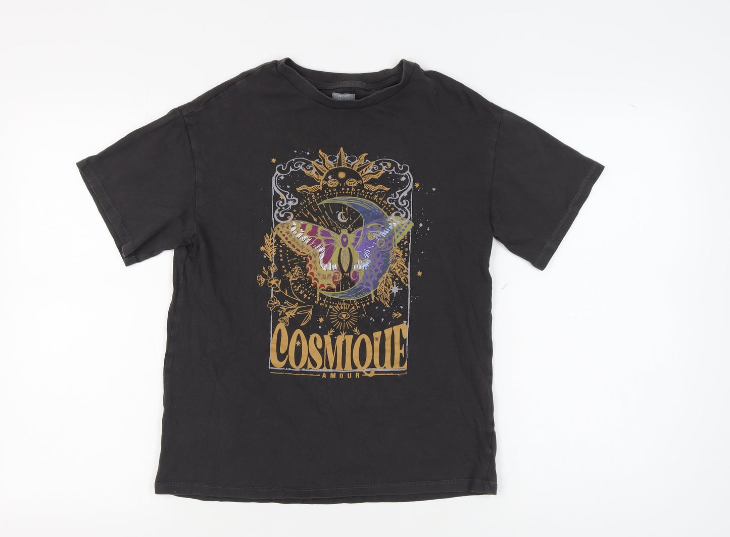 NEXT Girls Black Cosmic Graphic T-Shirt 12 Years