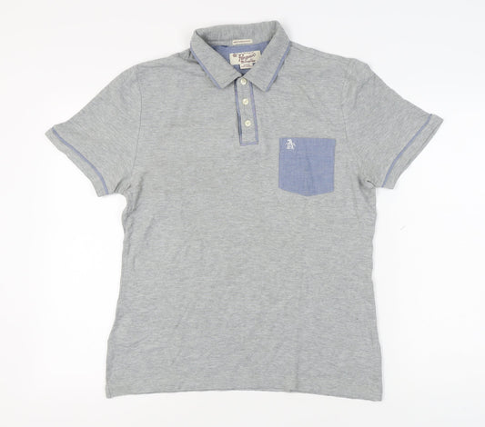 Penguin Men's Grey Polo Shirt M Collared Pocket Style