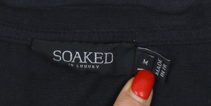 Womens UK Size M Soaked in Luxury Black Basic T-Shirt
