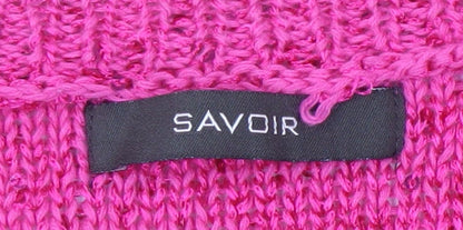 Savoir Women's Pink Open Front Cardigan Jumper Size 20
