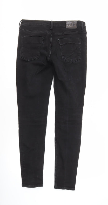 Women's Black Skinny Jeans - Size 14, Stretch Denim