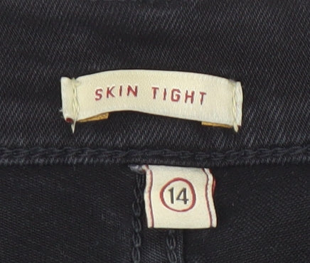 Women's Black Skinny Jeans - Size 14, Stretch Denim