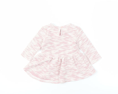 Disney Girls Pink Minnie Dress 9-12 Months With Long Sleeves