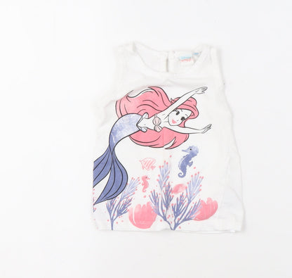 Disney Girls White Little Mermaid T-Shirt 9-12 Months