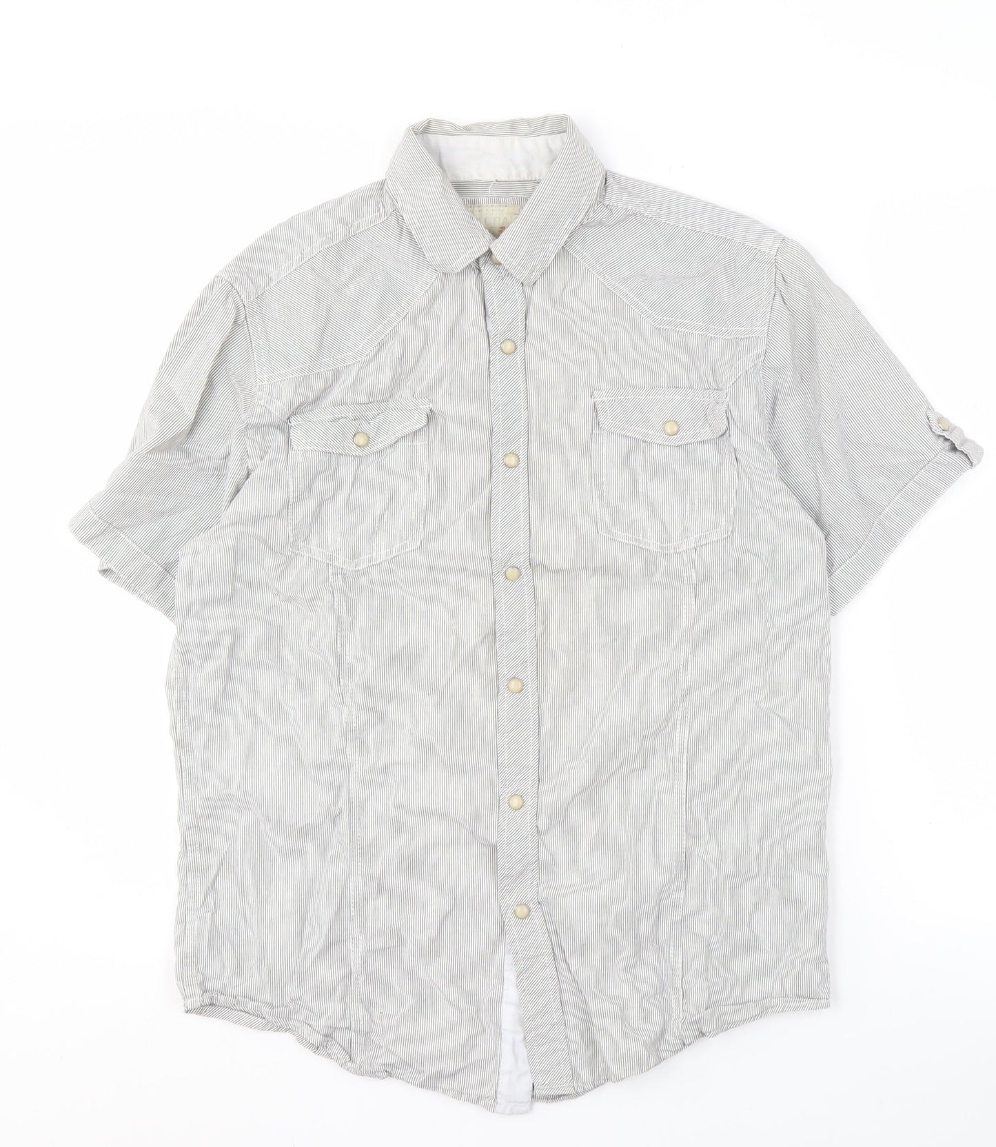Jordan Craig Men's Grey Striped Button-Up Shirt M
