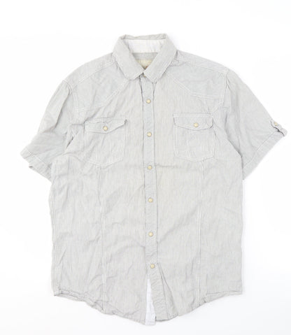 Jordan Craig Men's Grey Striped Button-Up Shirt M