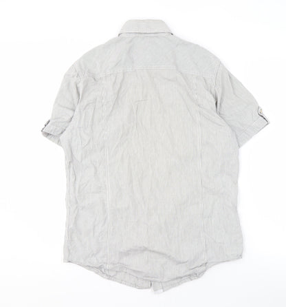 Jordan Craig Men's Grey Striped Button-Up Shirt M