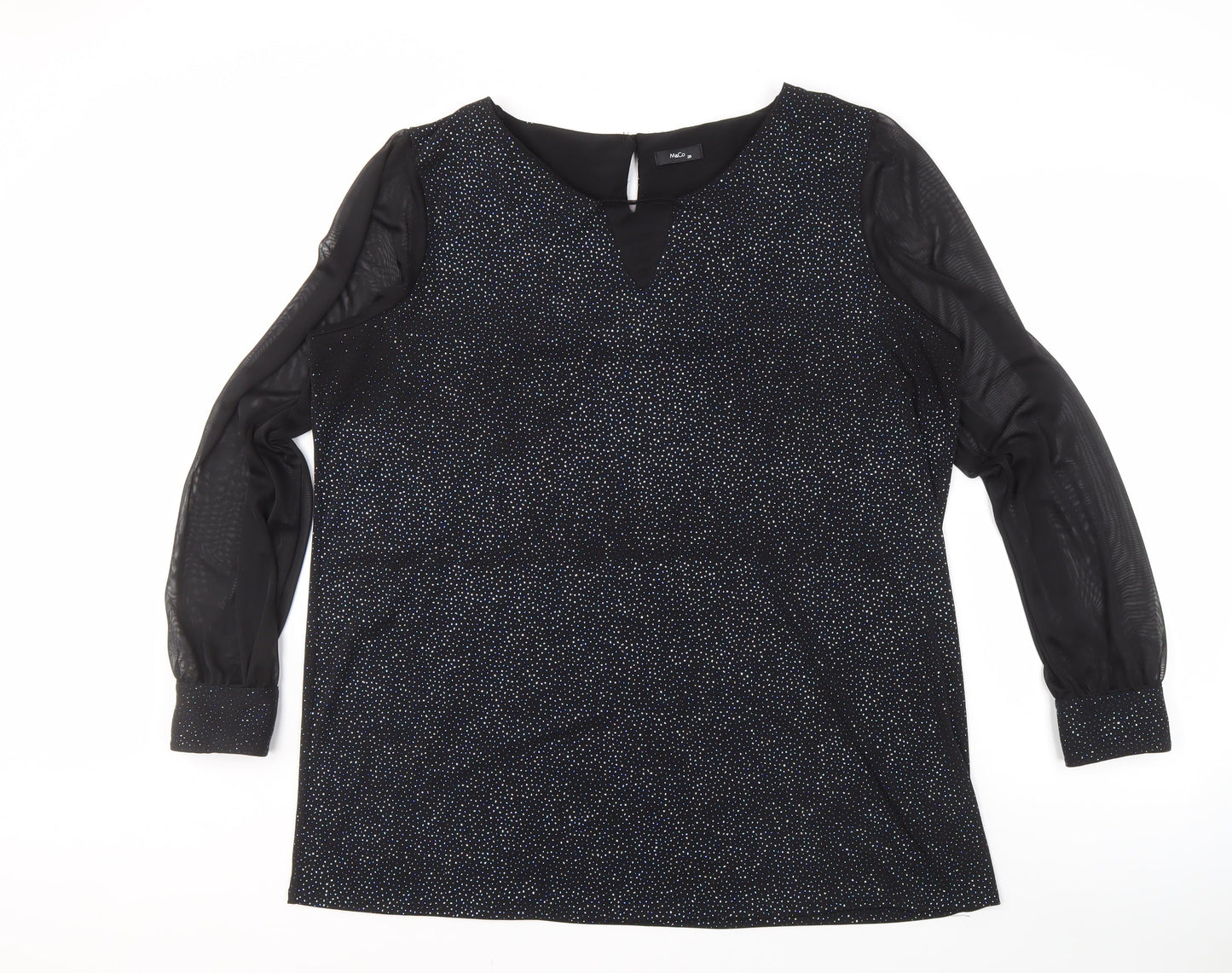 M&Co Women's Black Party Blouse, Size 20, Glitter Accents
