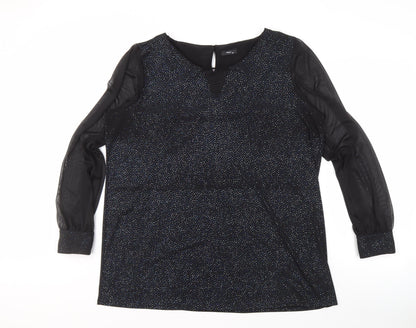 M&Co Women's Black Party Blouse, Size 20, Glitter Accents