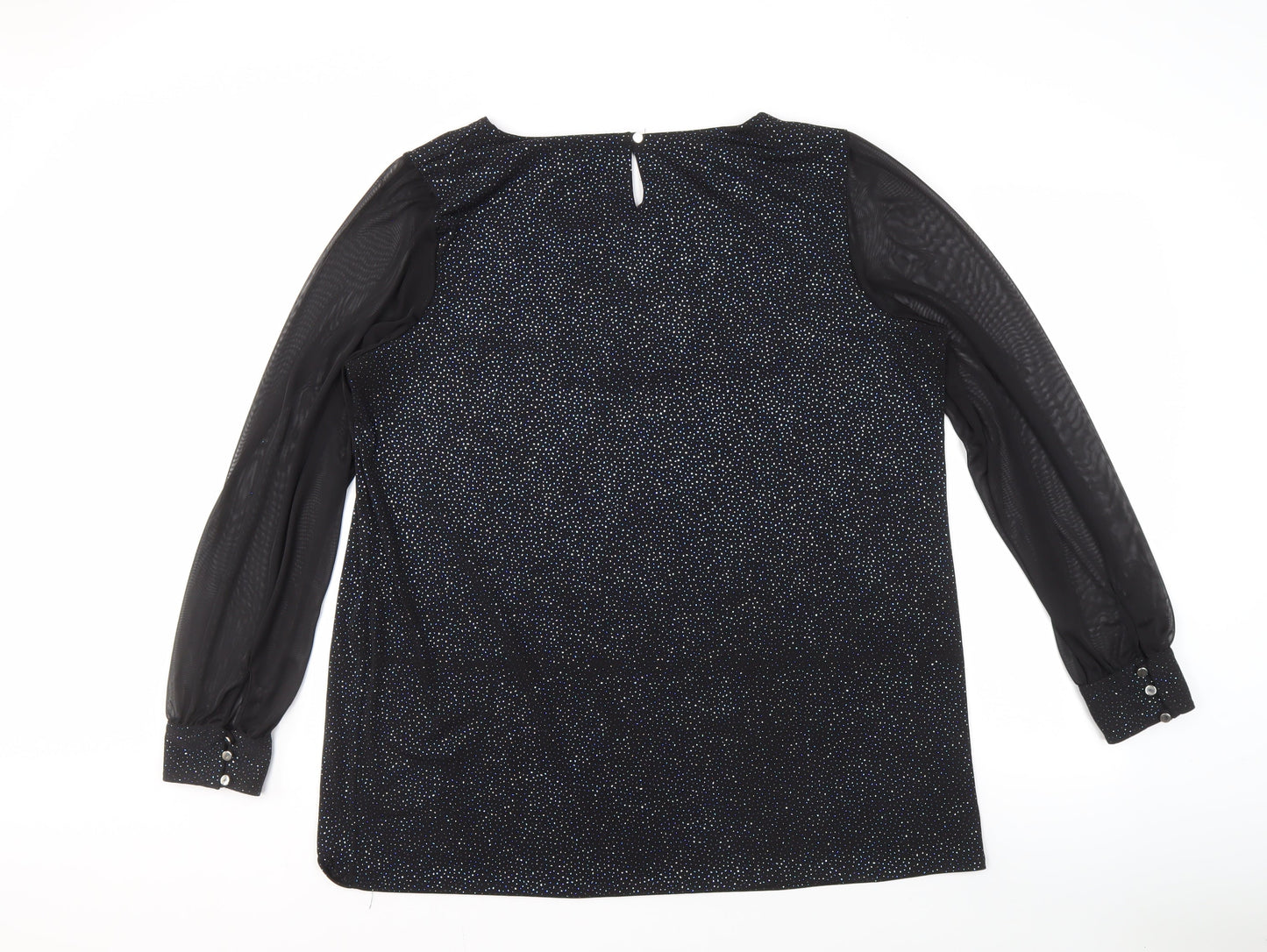 M&Co Women's Black Party Blouse, Size 20, Glitter Accents