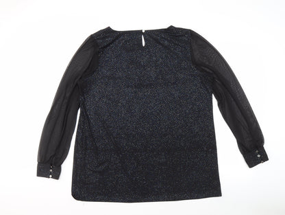 M&Co Women's Black Party Blouse, Size 20, Glitter Accents