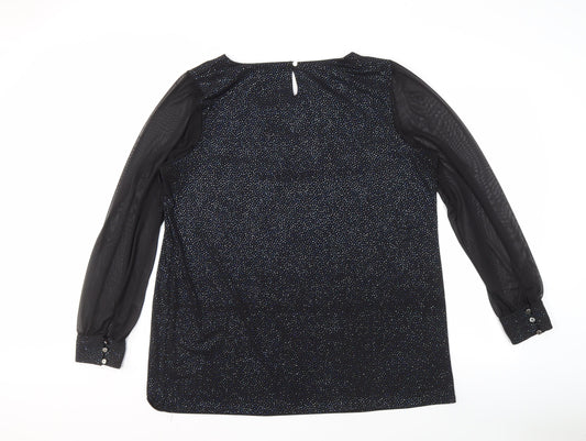 M&Co Women's Black Party Blouse, Size 20, Glitter Accents
