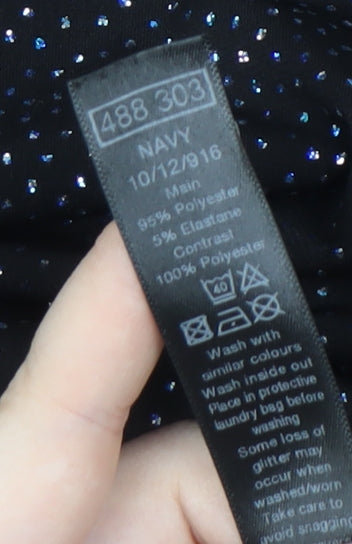 M&Co Women's Black Party Blouse, Size 20, Glitter Accents