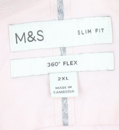 Marks and Spencer Men's Pink 2XL Slim Fit Shirt