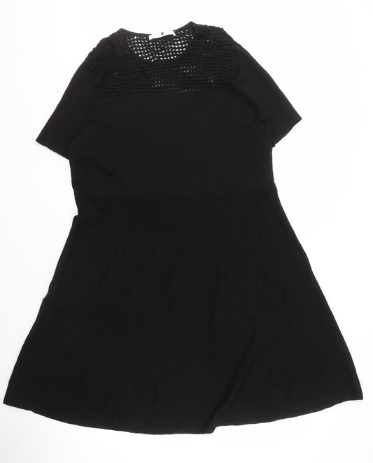 Very Women's Black Crochet Accents Dress Size 8