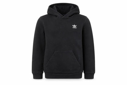 Front view of Adidas boys’ black pullover hoodie 9-10 years