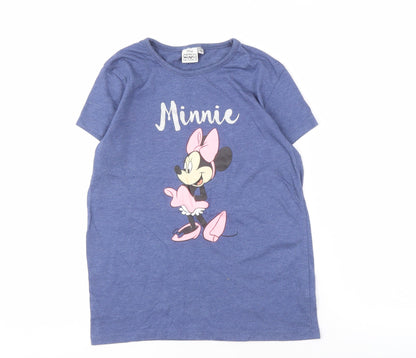 Disney Girls Blue Minnie Mouse T-Shirt 10-11 Years