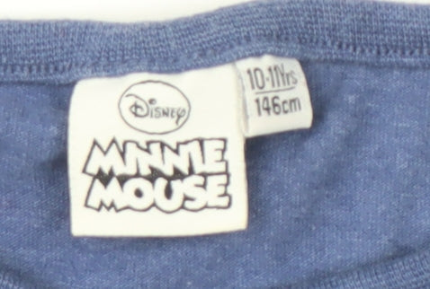 Disney Girls Blue Minnie Mouse T-Shirt 10-11 Years