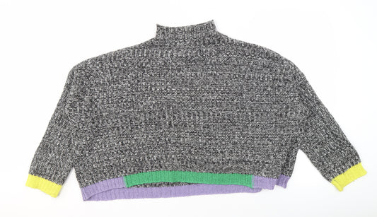 Collusion Women's Mock Neck Multicoloured Pullover, Size 10