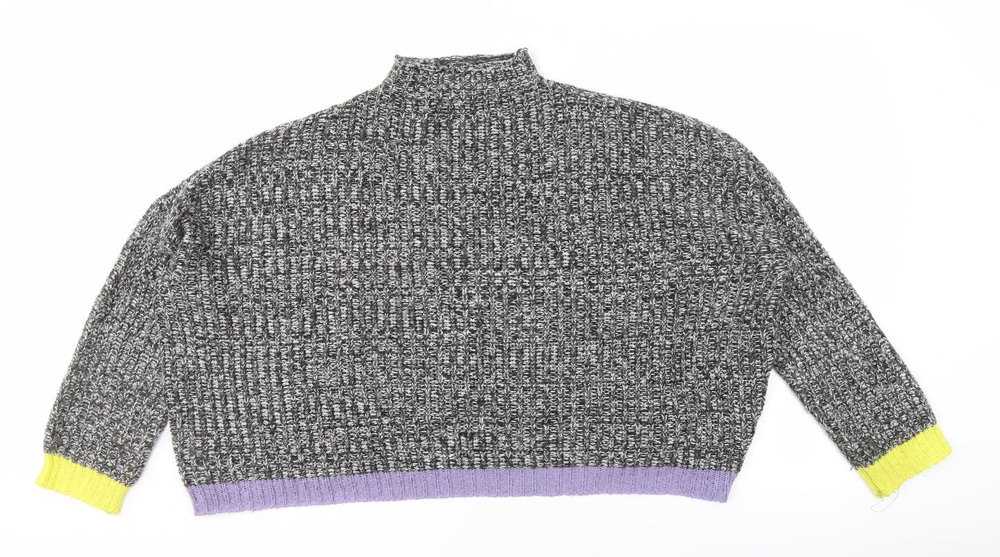 Collusion Women's Mock Neck Multicoloured Pullover, Size 10