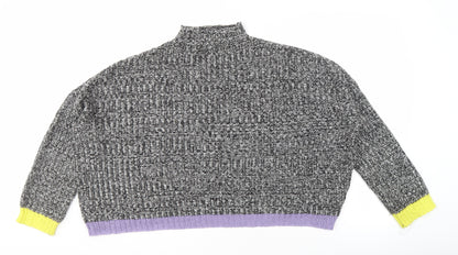 Collusion Women's Mock Neck Multicoloured Pullover, Size 10