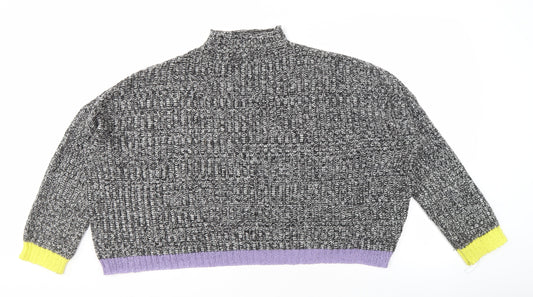 Collusion Women's Mock Neck Multicoloured Pullover, Size 10