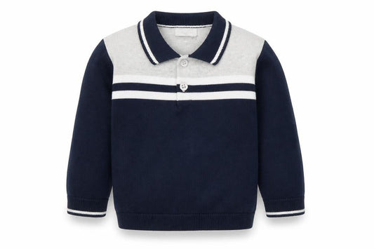 Mamas & Papas Unisex Blue 12-18M Collared Cotton Jumper