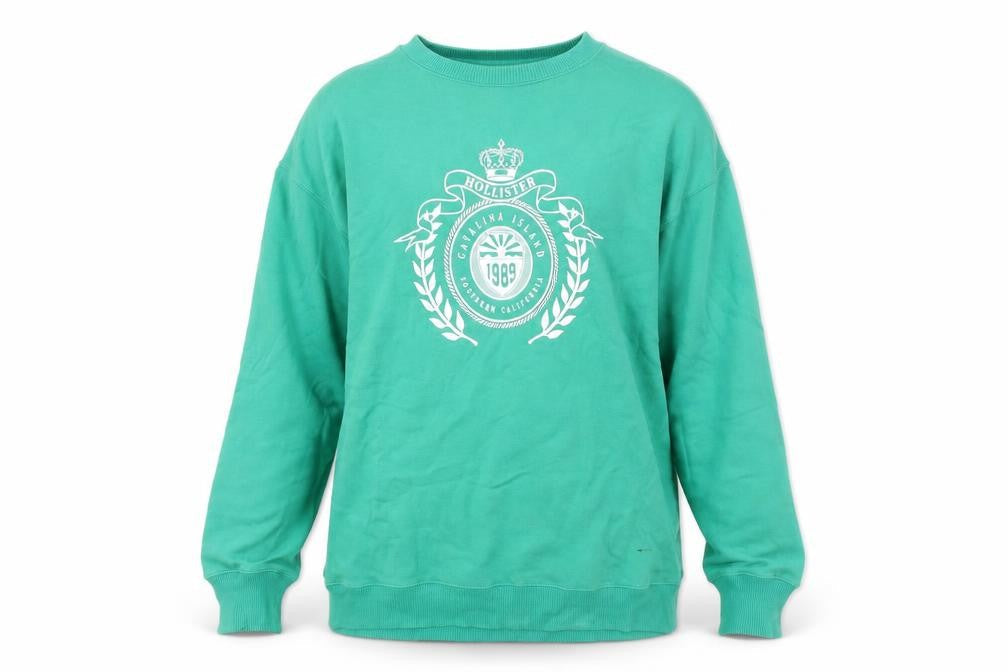 Mens UK Size M Hollister Green Pullover Sweatshirt